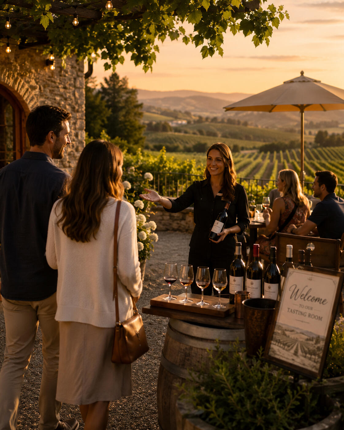Couple visiting a winery