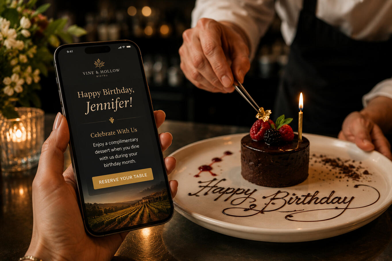 A SMS Message for a Happy Birthday from a restaurant to a guest