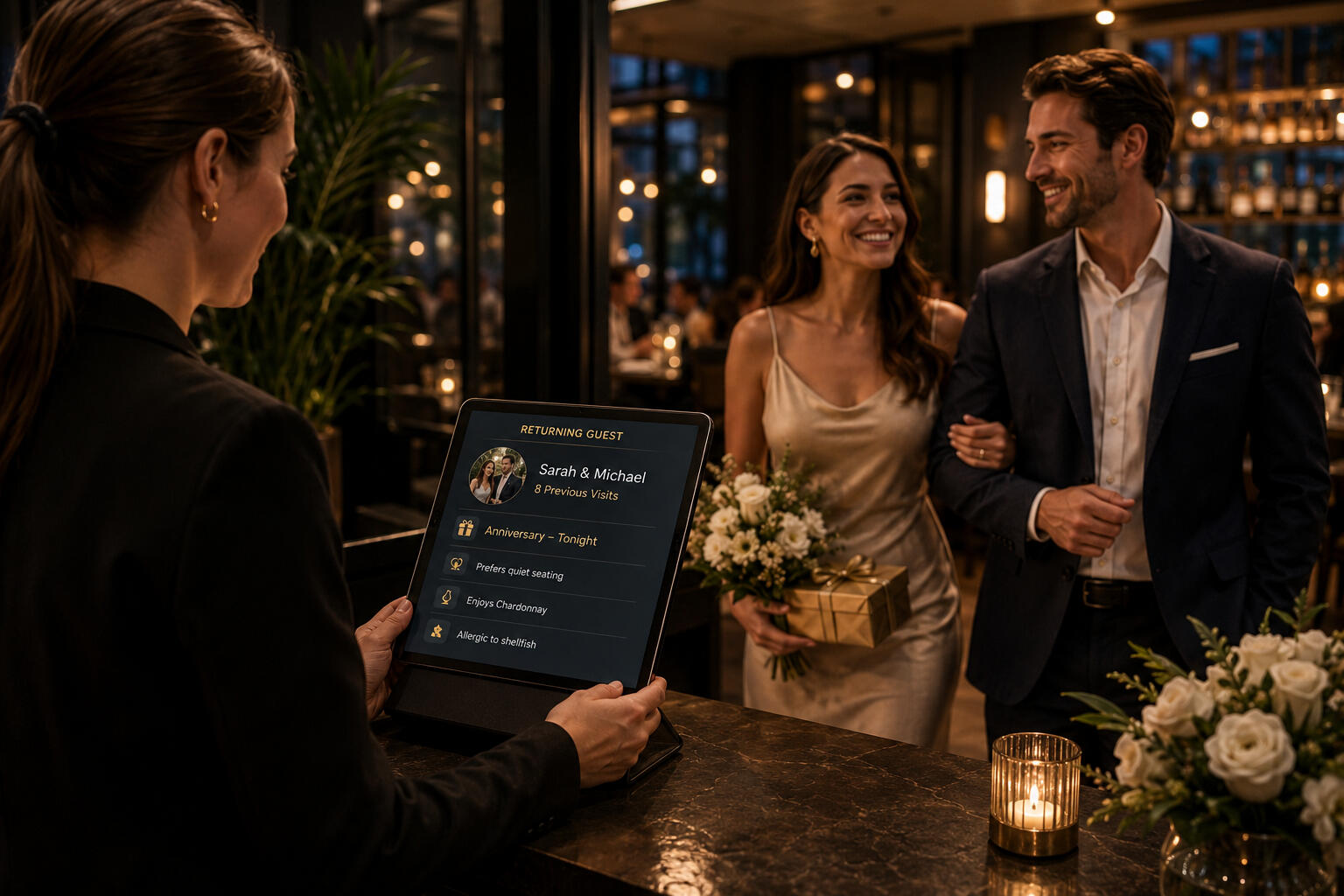 Returning Guests at the Candlelit Host Stand